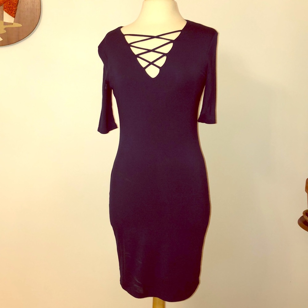 Lace-up V-neck Dress.